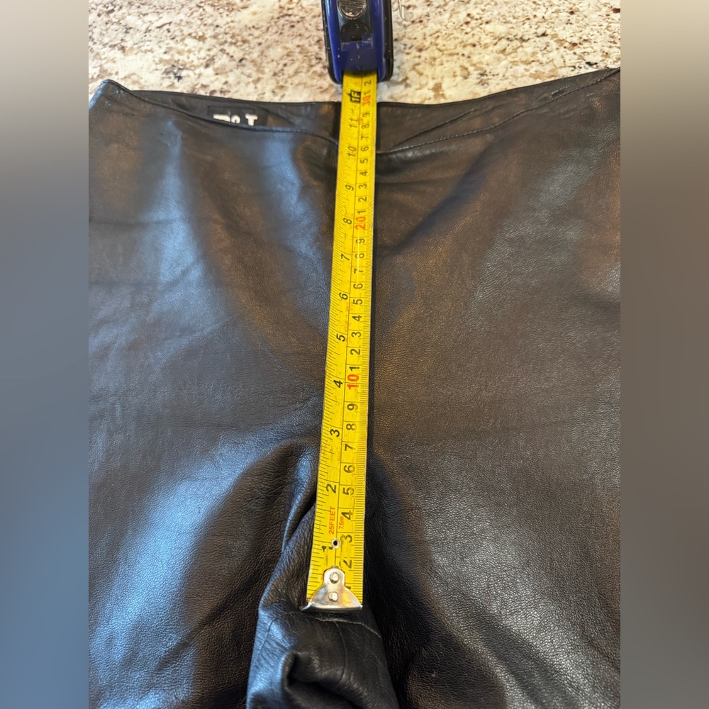 Black Leather Straight Leg‎ Pants - Picture 6 of 10